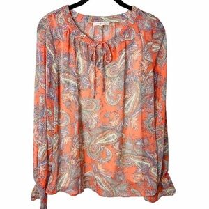 33  Skies Are Blue Paisley Peasant Top size M